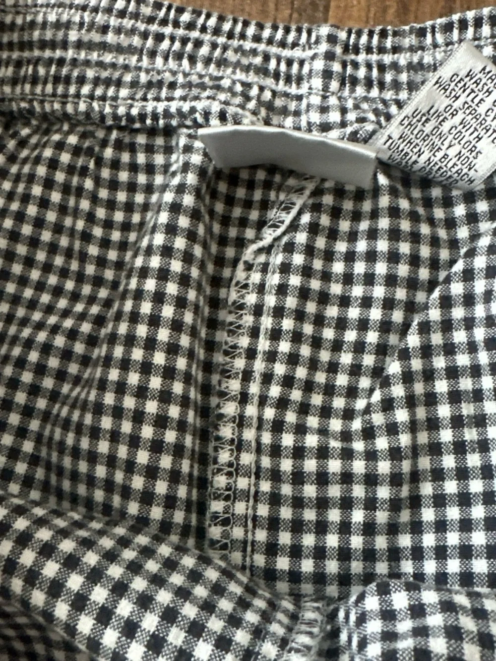 Black & White Gingham Elastic Waist Shorts Vintage Baxter & Wells Large